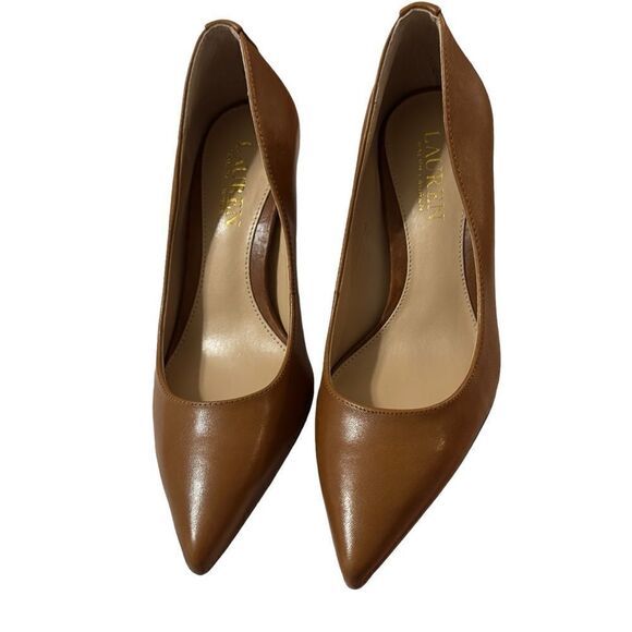 LAUREN Ralph Lauren Deep Saddle Tan Heels NWOB Size 5B - Picture 7 of 12
